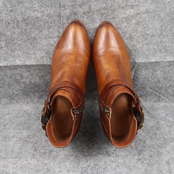 Frye Shoes Womens 7.5 Ankle Boot Ray Western Brown Leather Shootie Cutout Buckle - Picture 9 of 16